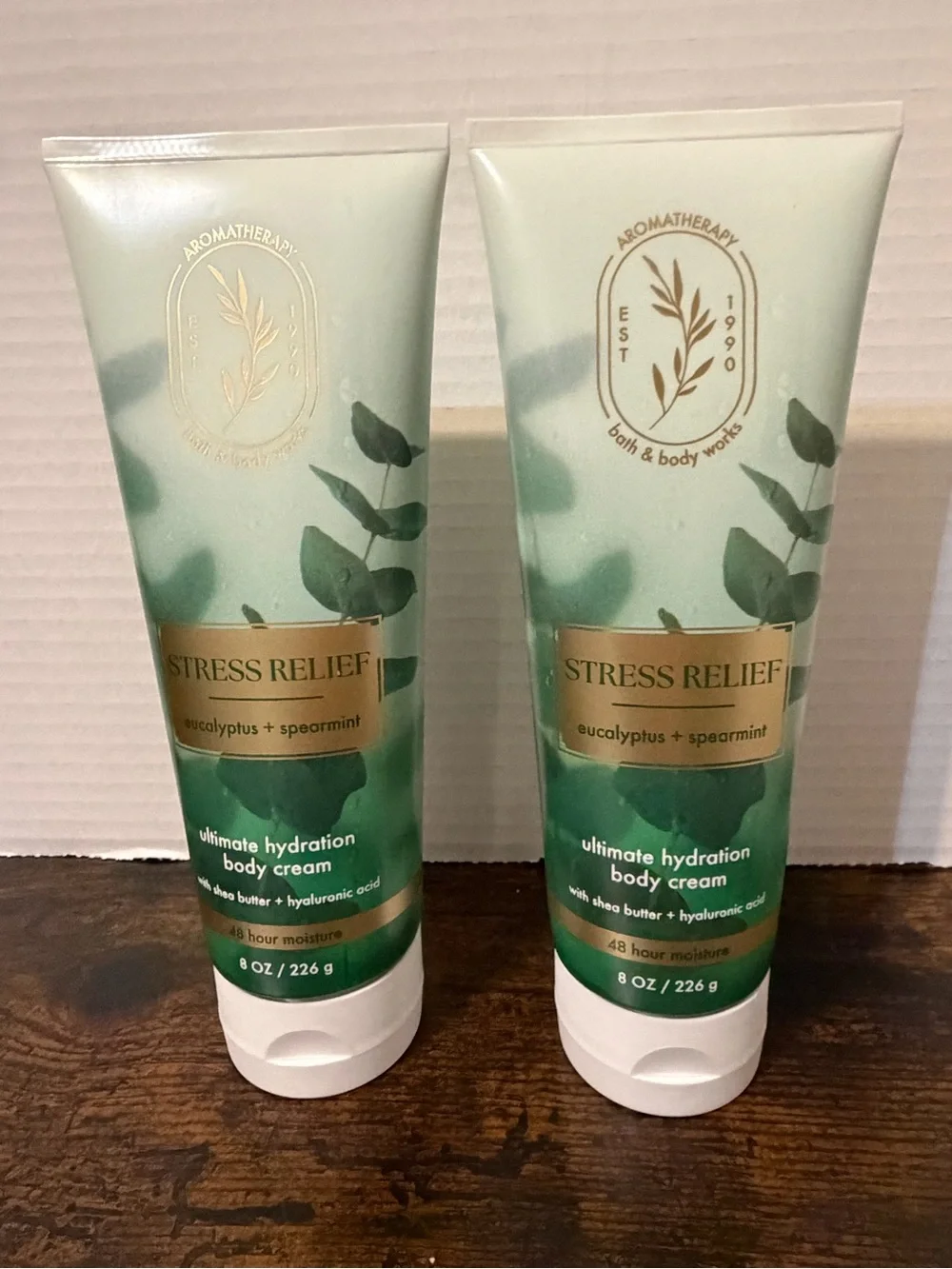 2 Bath & Body Works Stress Relief Eucalyptus + Spearmint Body Creams - Green